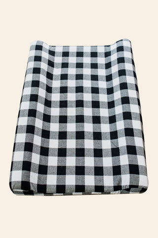 Black & White Washed Gingham Cotton Changing Mat Cover