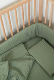 Moss Grid Washed Cotton Cot Bumper Cover
