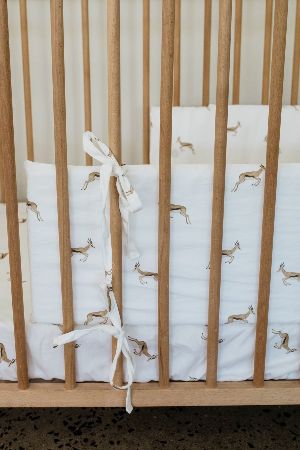 Watercolour Springbok 100% Cotton Cot Bumper Cover