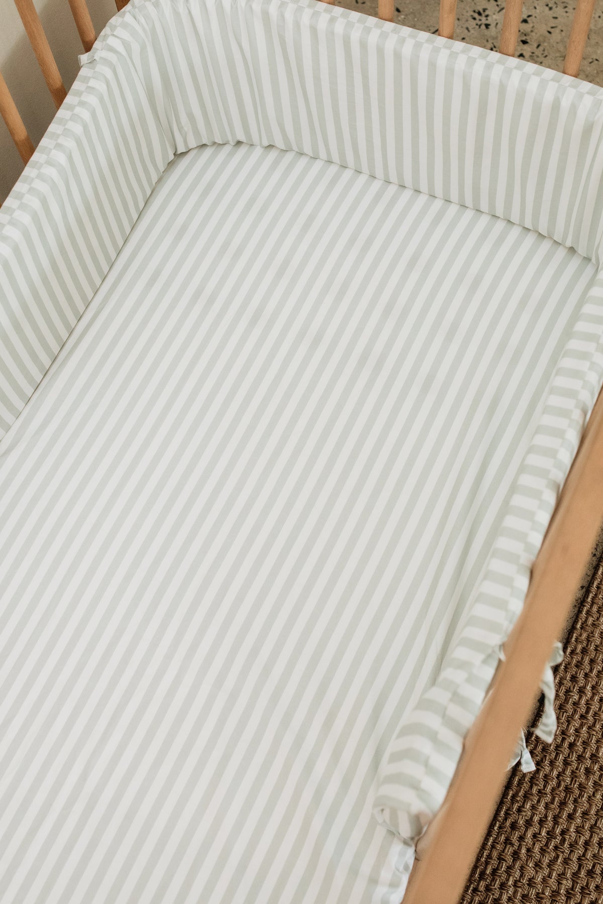 Alphabet Stripe 100% Cotton Cot Fitted Sheet
