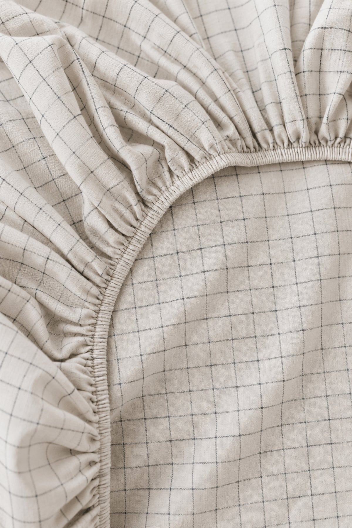 Grid Washed 100% Washed Cotton Fitted Sheet