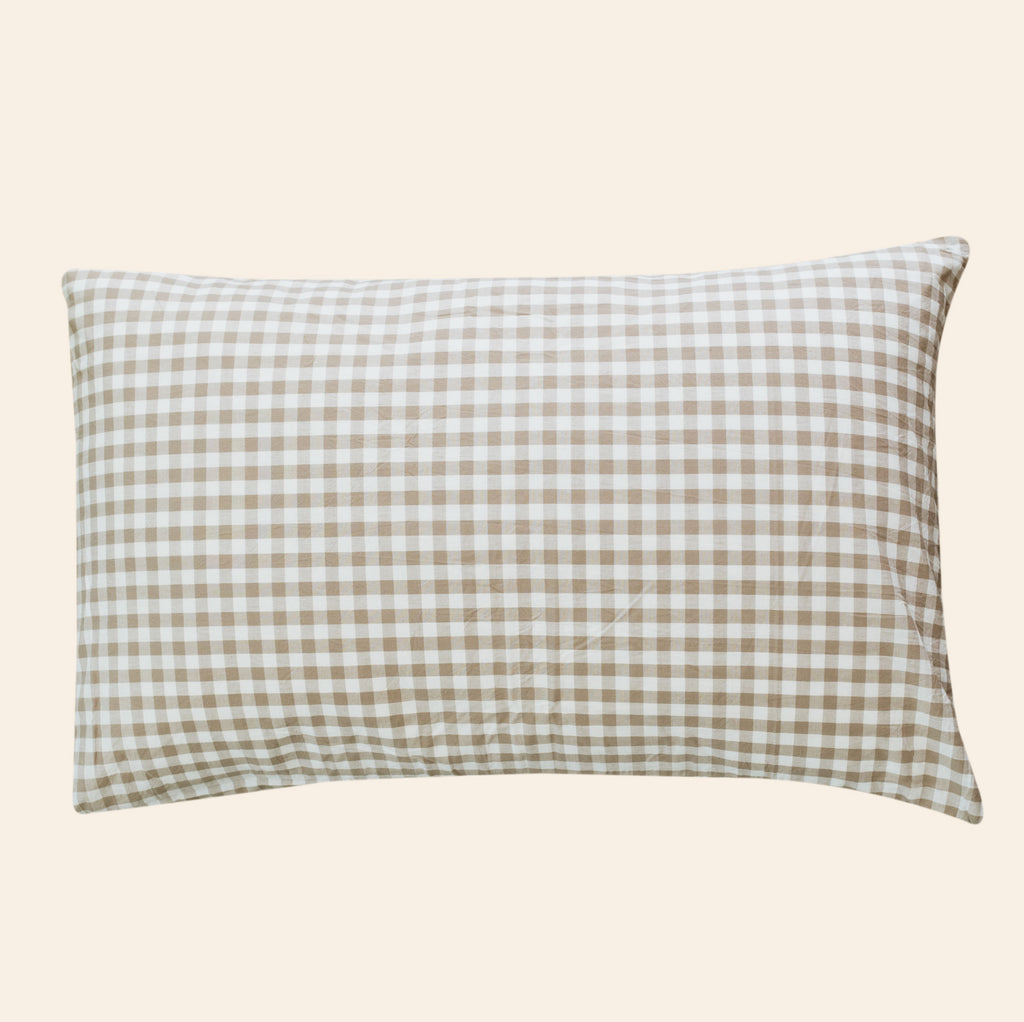 Natural Gingham Washed Cotton Pillowcase