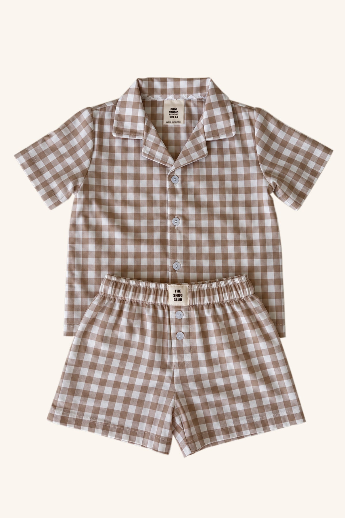 Charlie Natural Gingham Short Pj Set