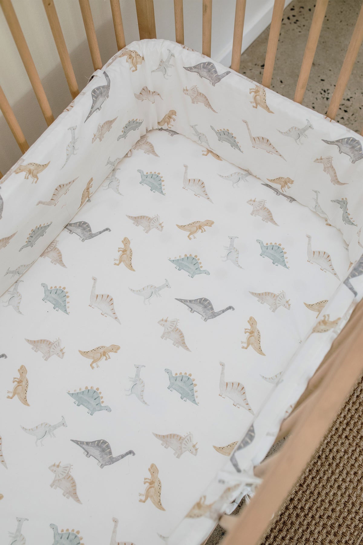 Dino 100% Cotton Cot Bumper Cover