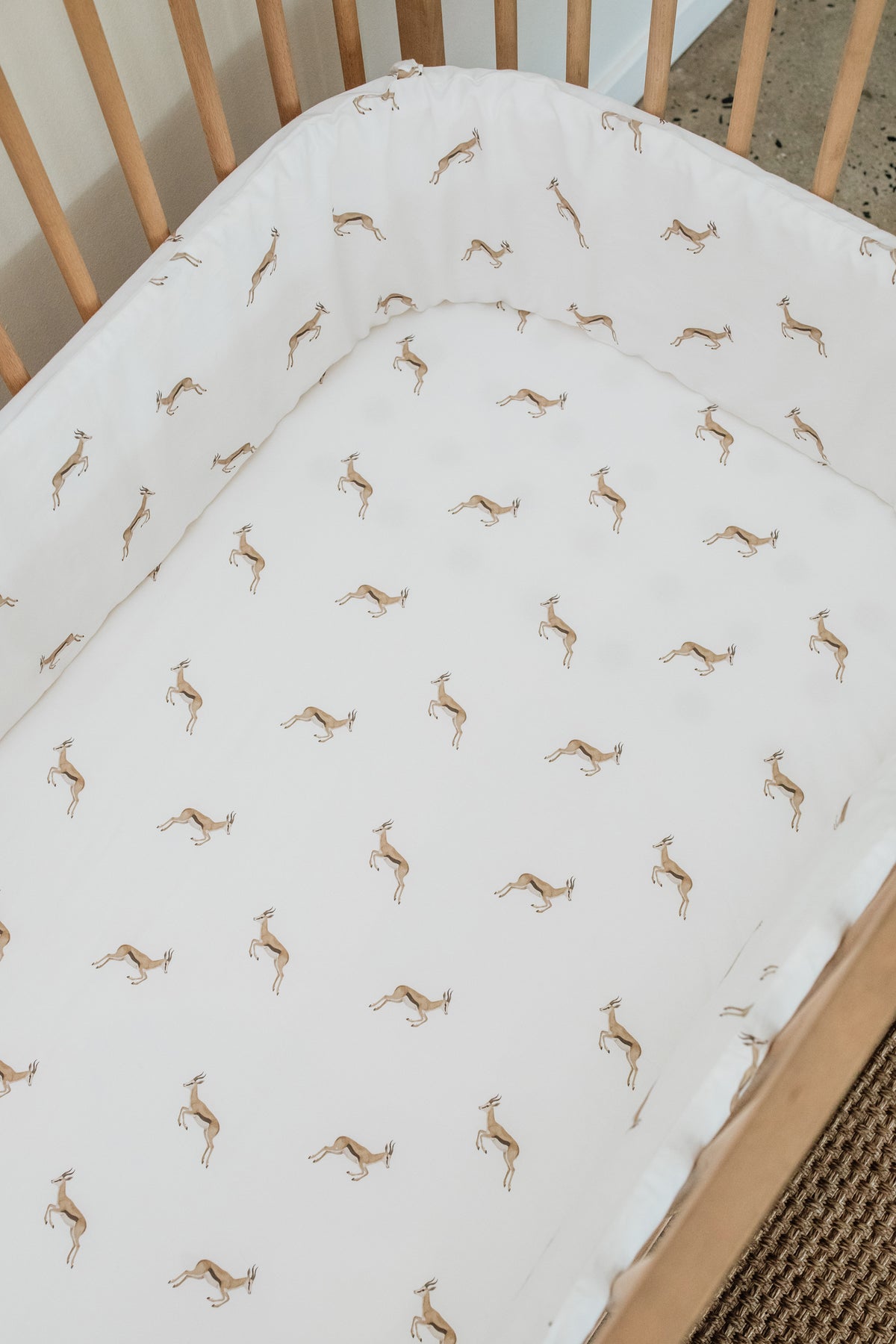 Watercolour Springbok 100% Cotton Cot Fitted Sheet