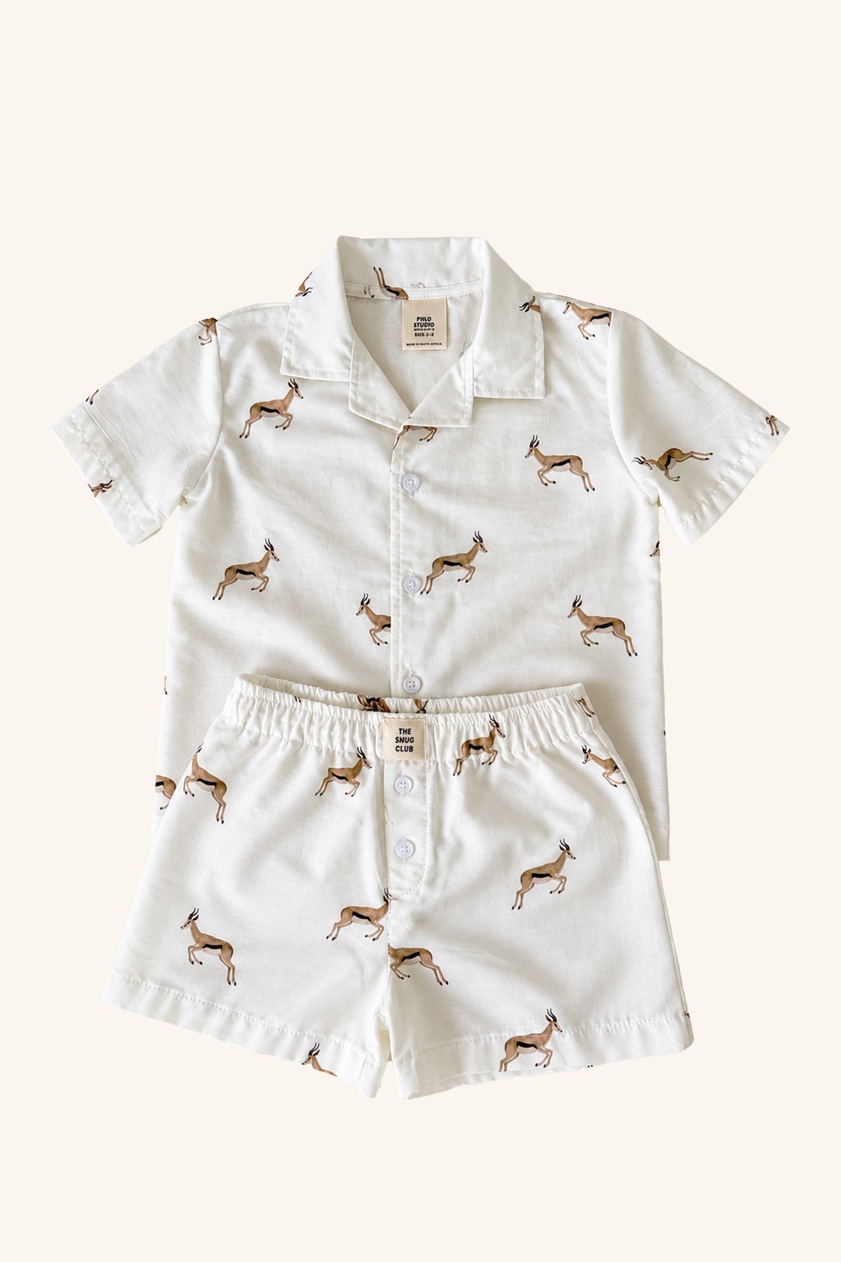 Watercolour Springbok Short Sleeve Pj Set
