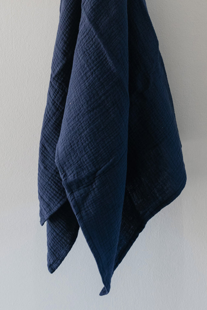 Navy Muslin Swaddle Blanket