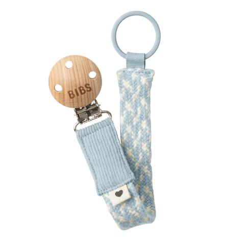BIBS Pacifier Clip- Baby Blue/Ivory