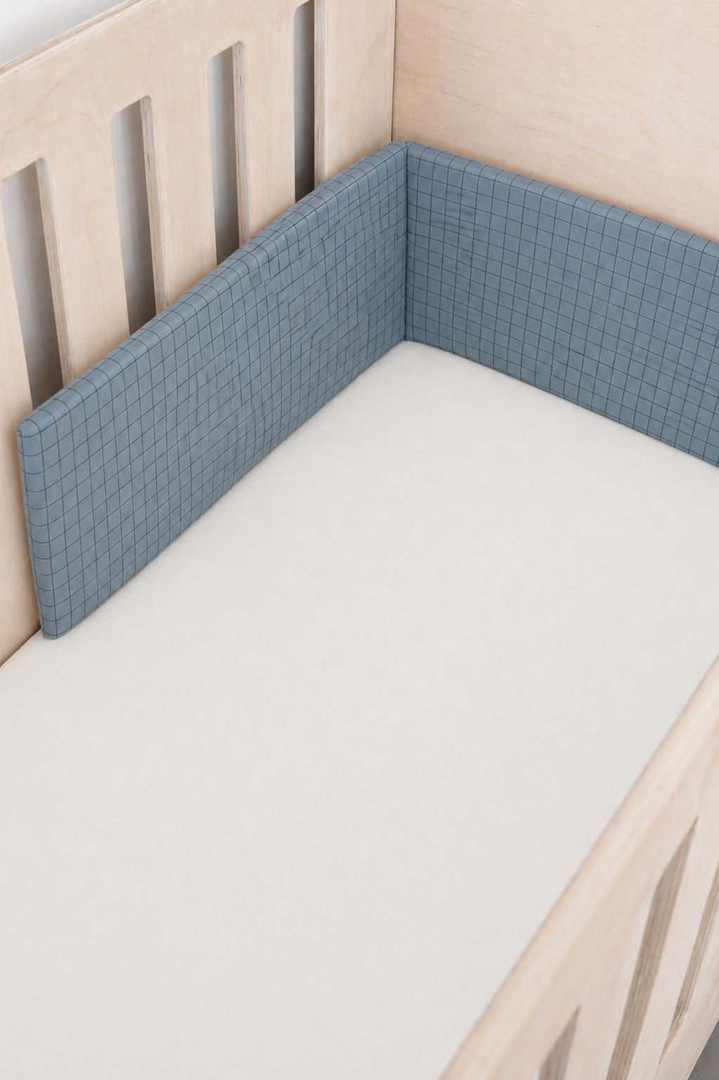 Ocean Grid Washed Cotton Cot Bumper Cover