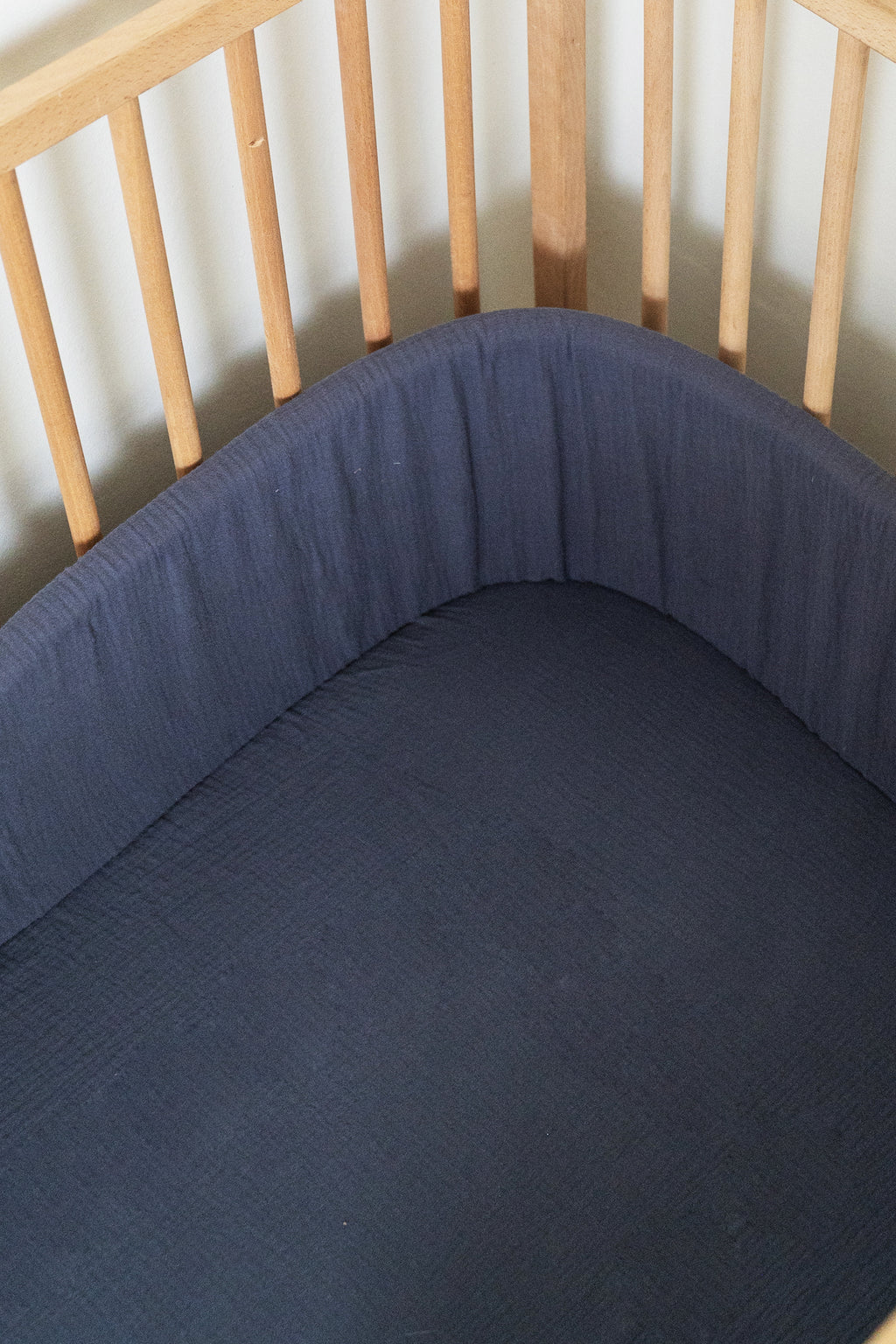 Airforce Blue Muslin Cot Bumper Cover