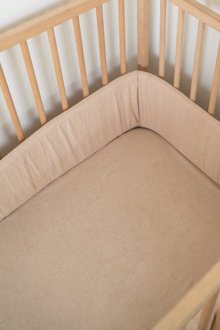 Beige Washed Cotton Cot Bumper Cover
