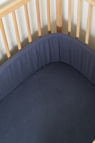 Airforce Blue Muslin Cot Fitted Sheet