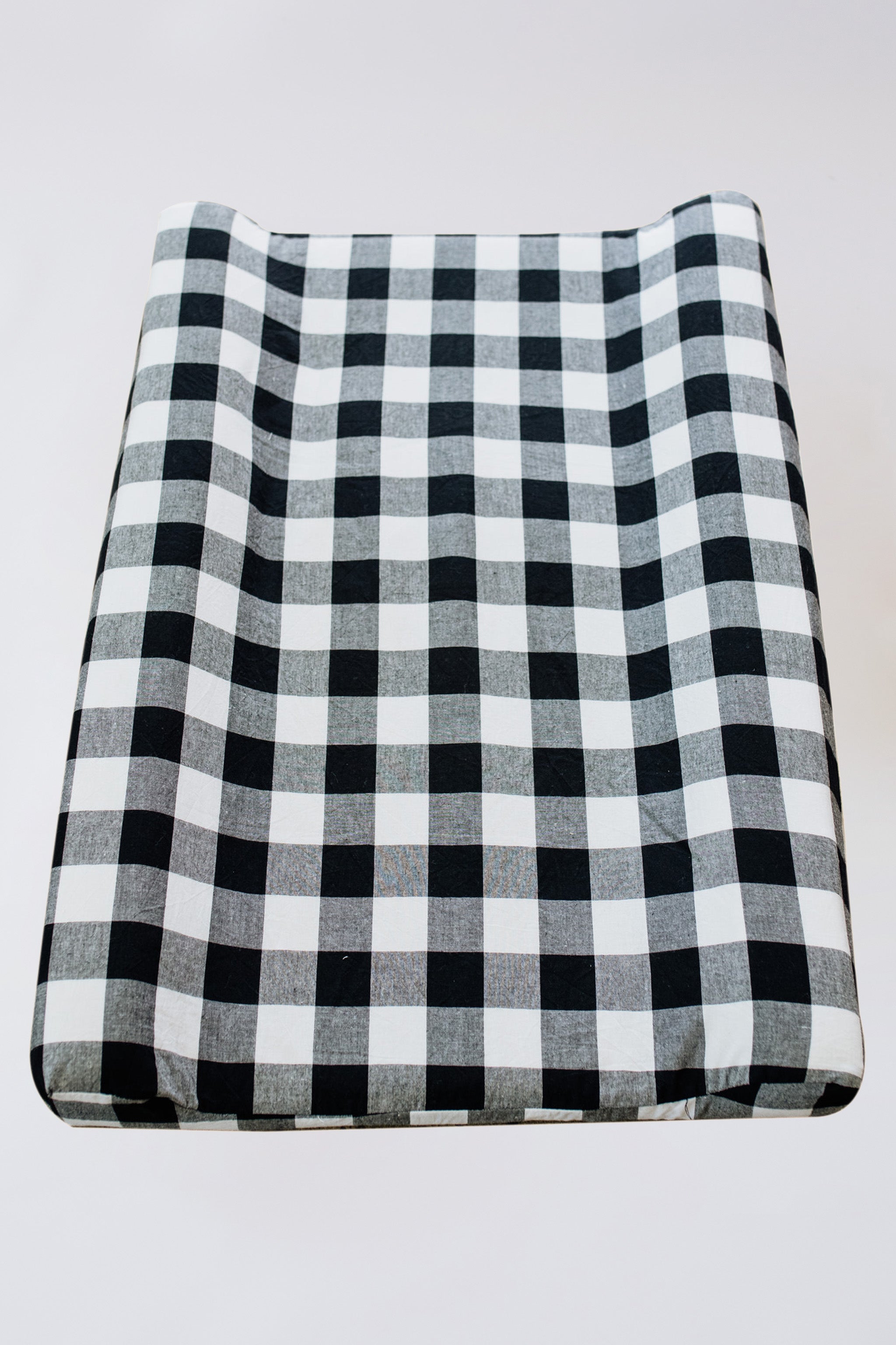 Black & White Washed Gingham Cotton Changing Mat Cover