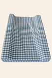 Blue Check Washed Cotton Changing Mat Cover