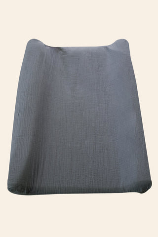 Blue Grey Muslin Changing Mat Cover