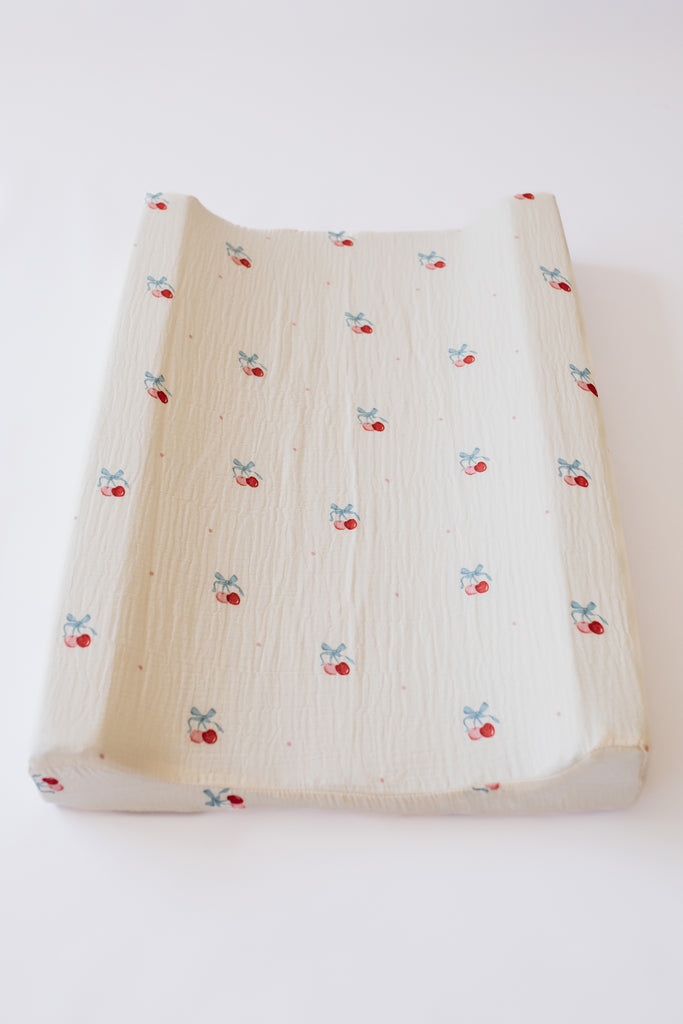 Cherry Muslin Changing Mat Cover