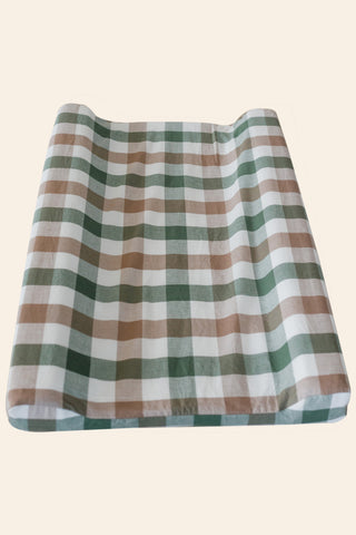 Earthy Check Washed Cotton Changing Mat Cover