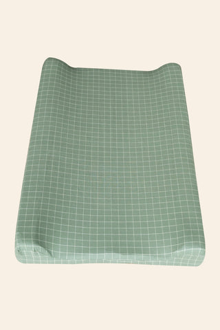 Moss Grid Washed Cotton Changing Mat Cover