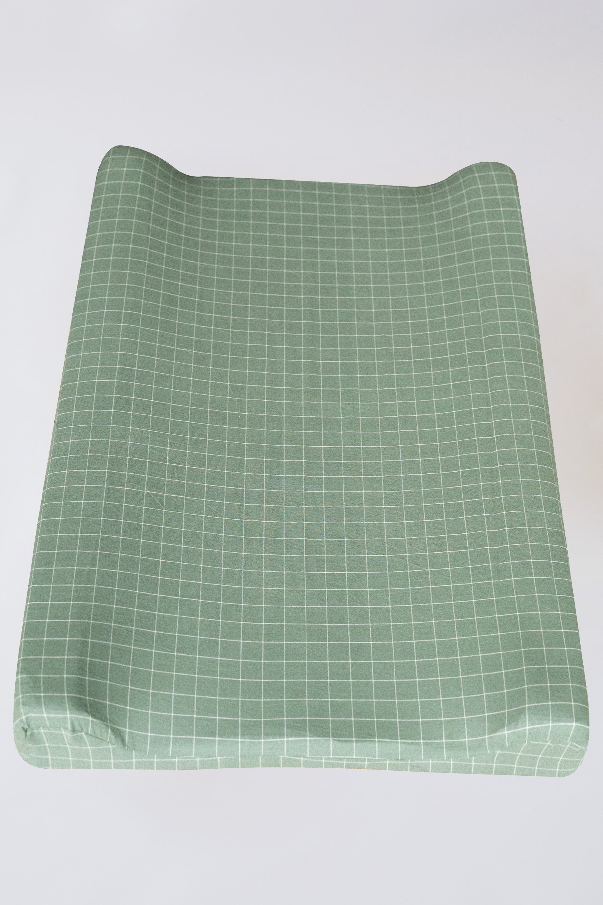 Moss Grid Washed Cotton Changing Mat Cover