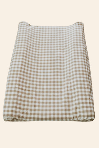 Natural Gingham Washed Cotton Changing Mat Cover