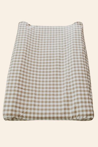 Natural Gingham Washed Cotton Changing Mat Cover
