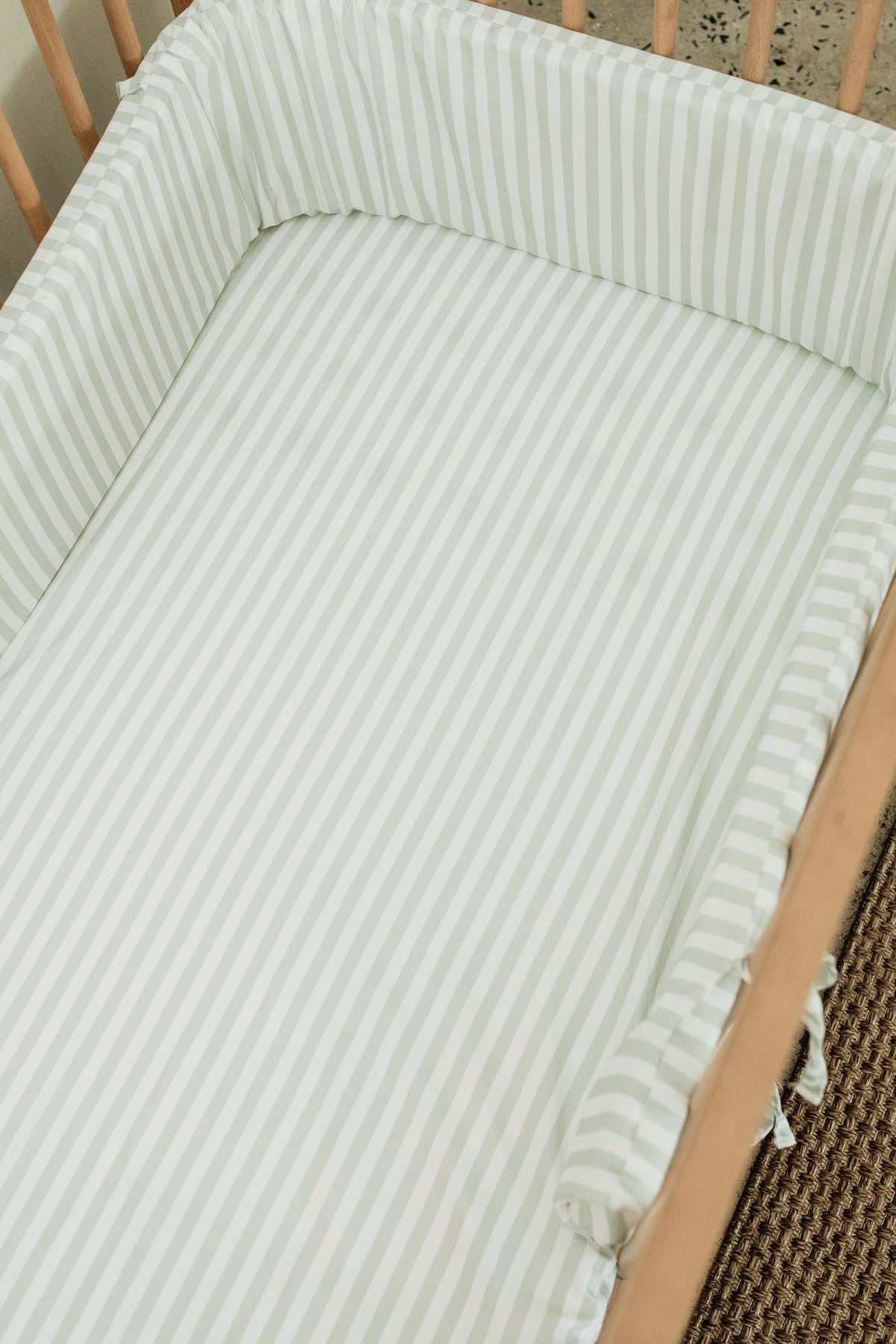Alphabet Stripe Washed Cotton Cot Bumper Cover
