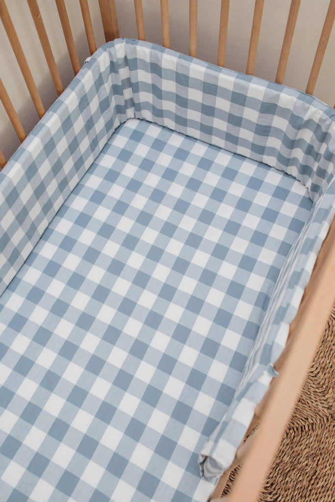 Big Blue Washed Cotton Cot Bumper Cover