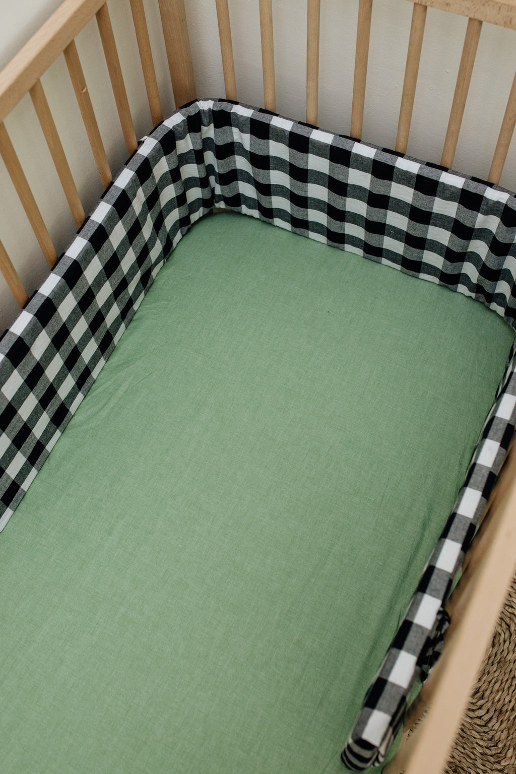 Black & White Gingham Cot Bumper Cover