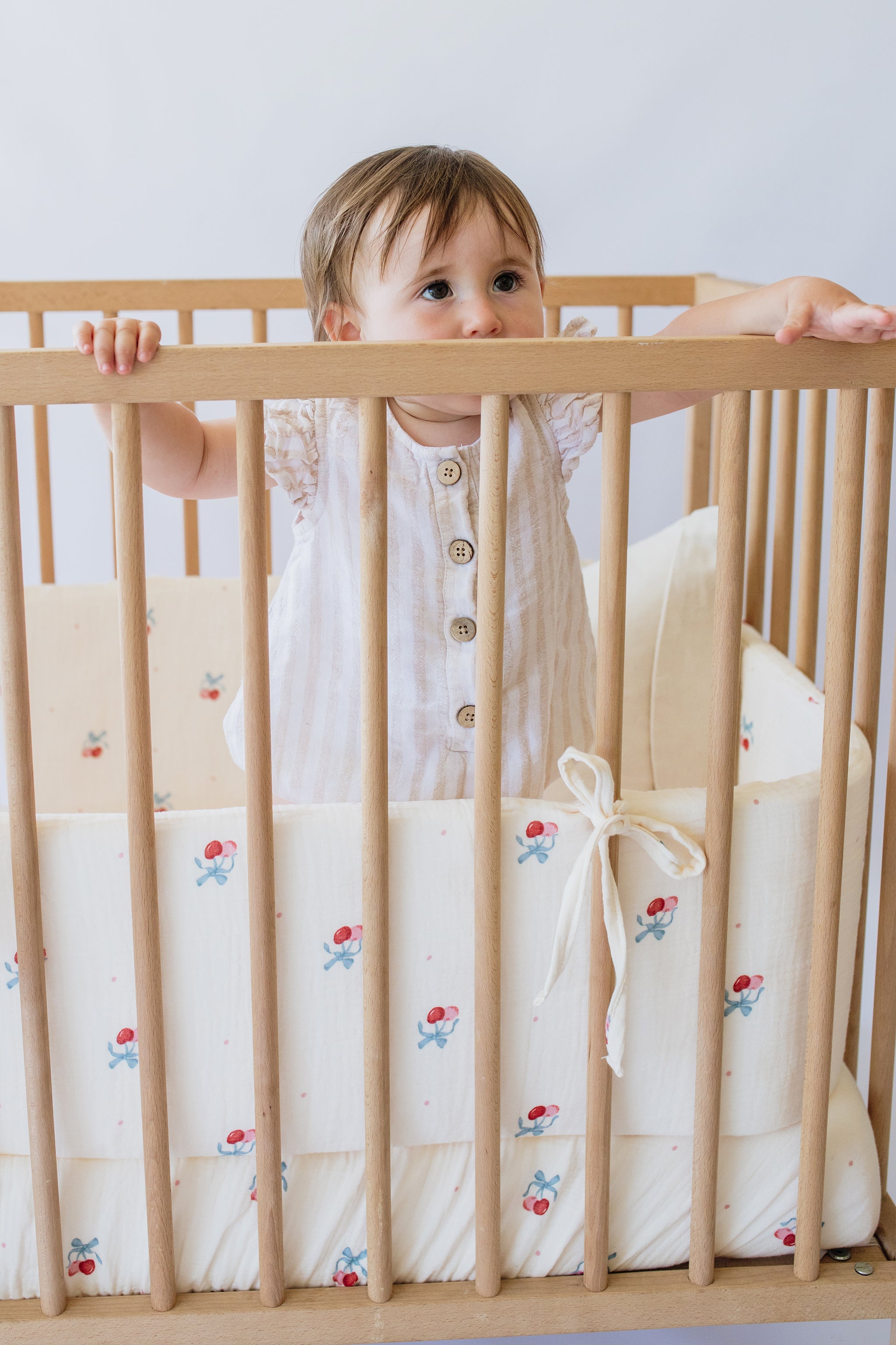 Cherry Muslin Cot Bumper Cover
