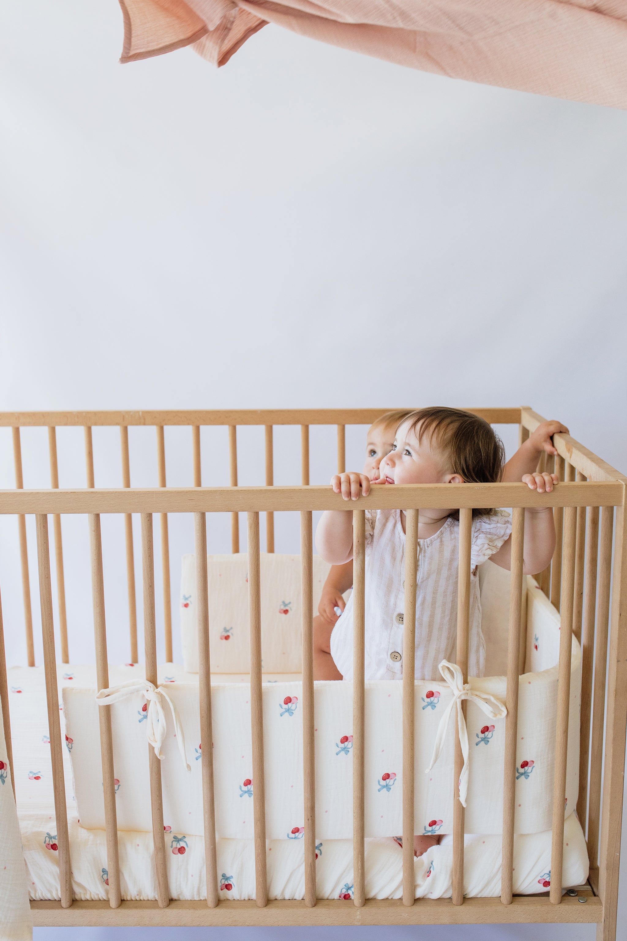 Cherry Muslin Cot Bumper Cover