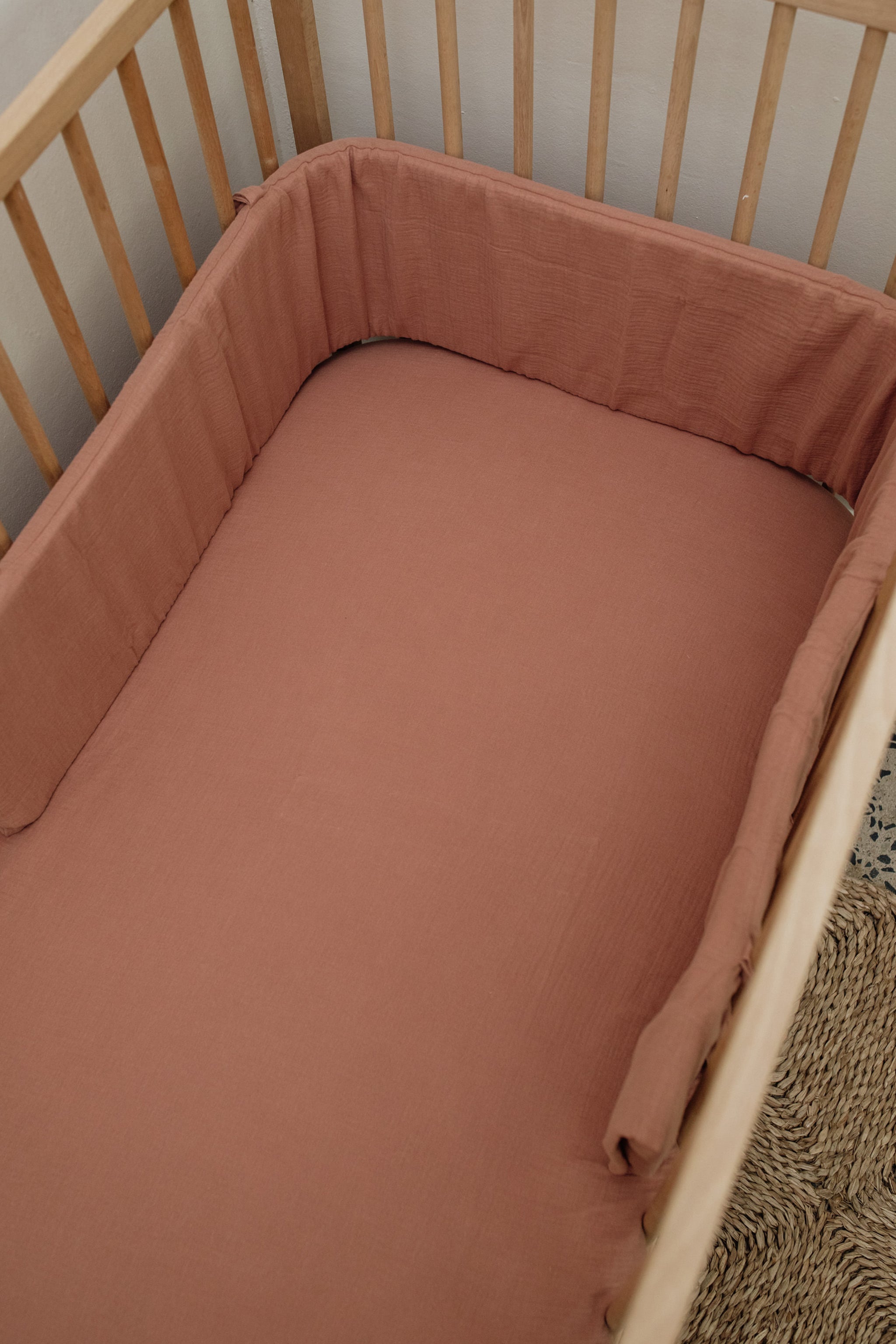 Dusty Rose Muslin Cot Bumper Cover – Phlo Studio
