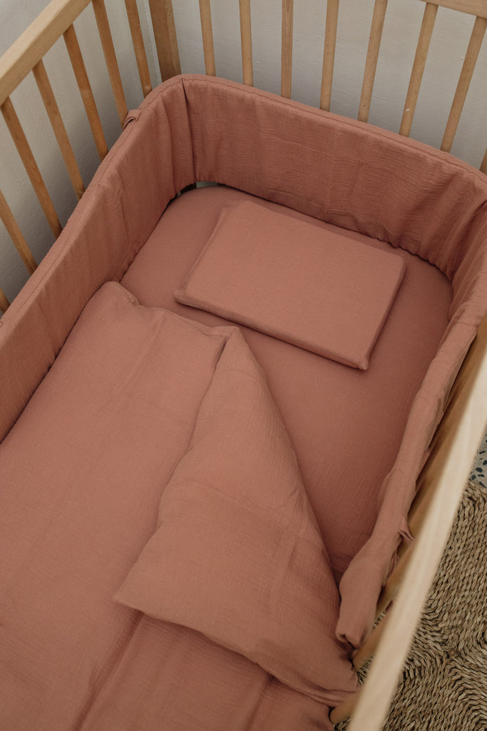 Dusty Rose Muslin Cot Bumper Cover – Phlo Studio
