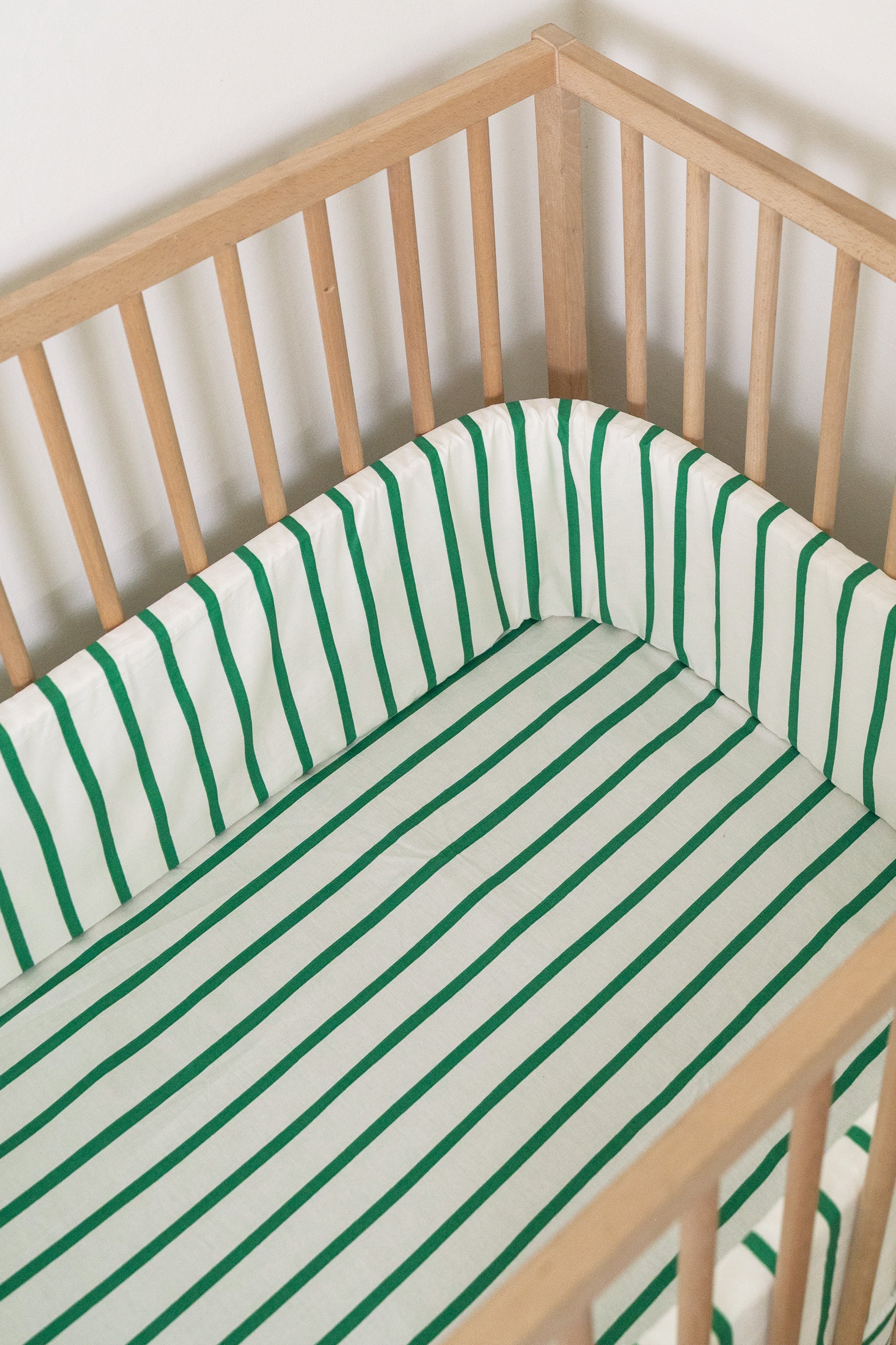 Green Stripe Cot Bumper Cover