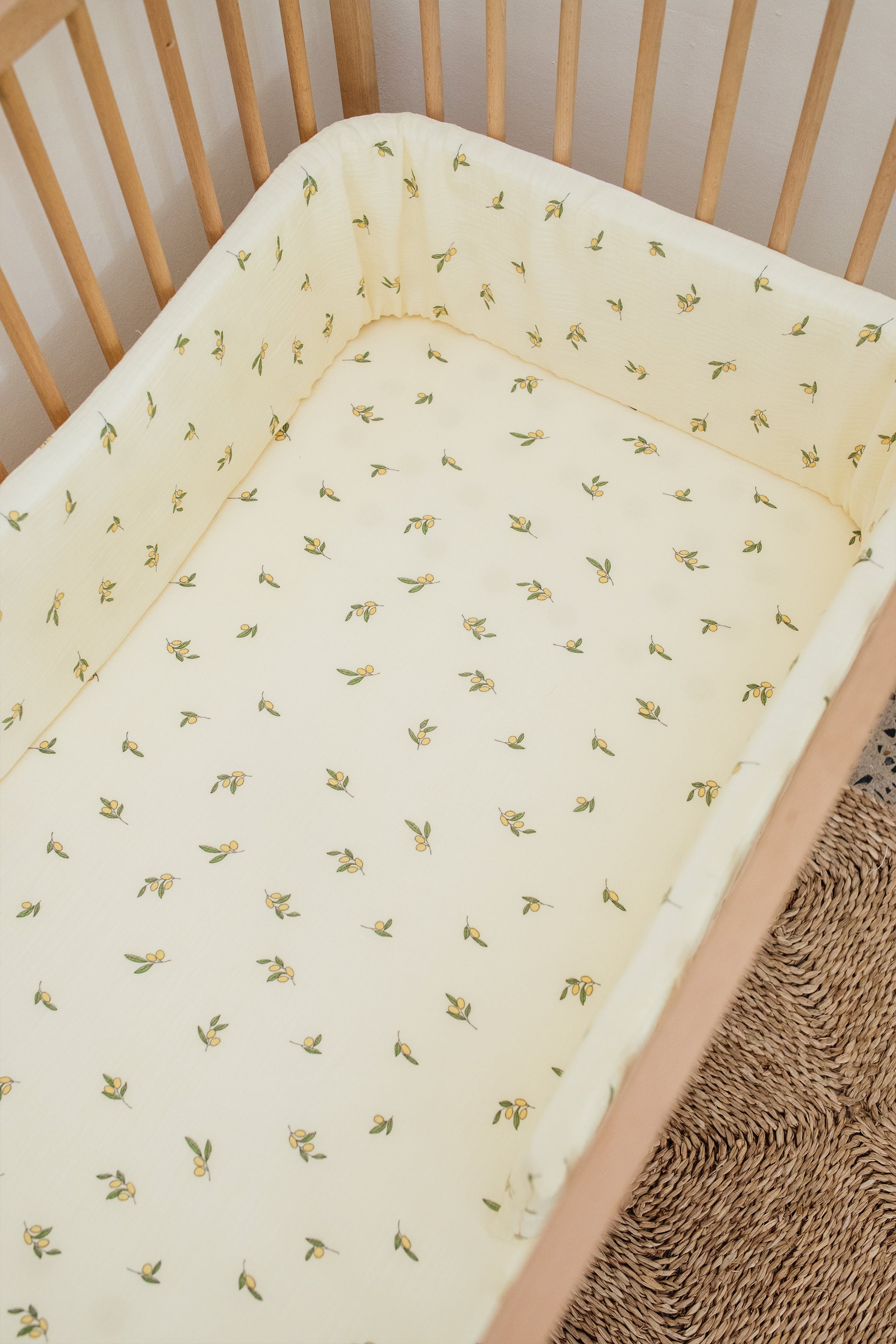 Lemon Muslin Cot Bumper Cover