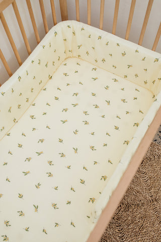 Lemon Muslin Cot Bumper Cover