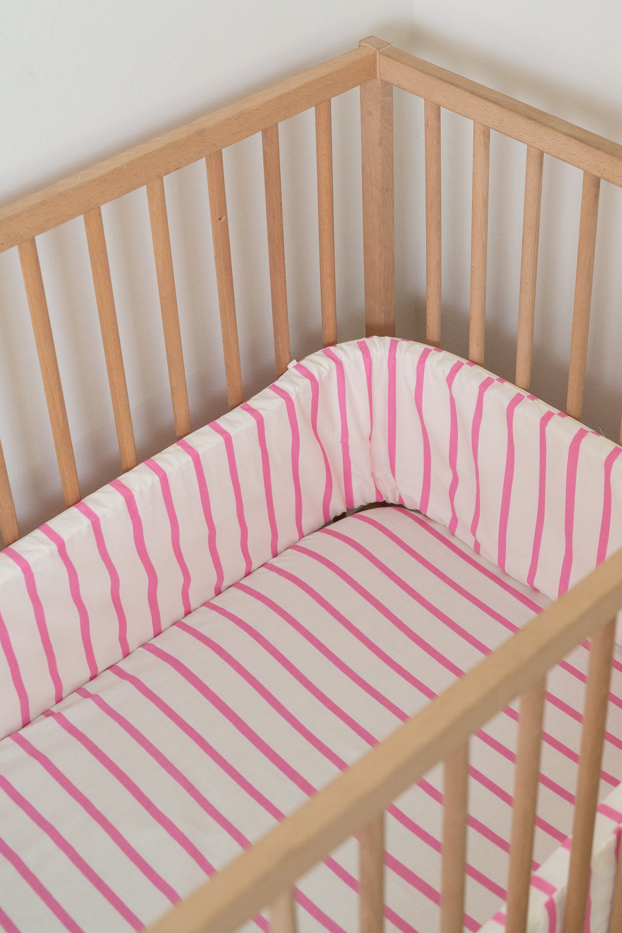Pink Stripe Cot Bumper Cover