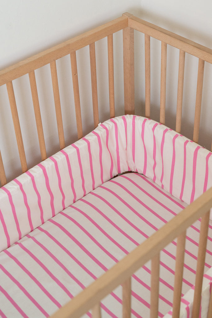 Pink Stripe Cot Bumper Cover – Phlo Studio - Main Image