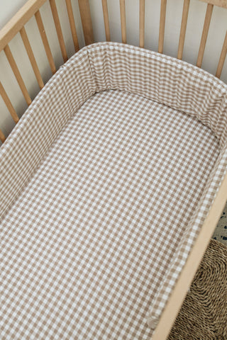 Natural Gingham Washed Cotton Cot Bumper Cover