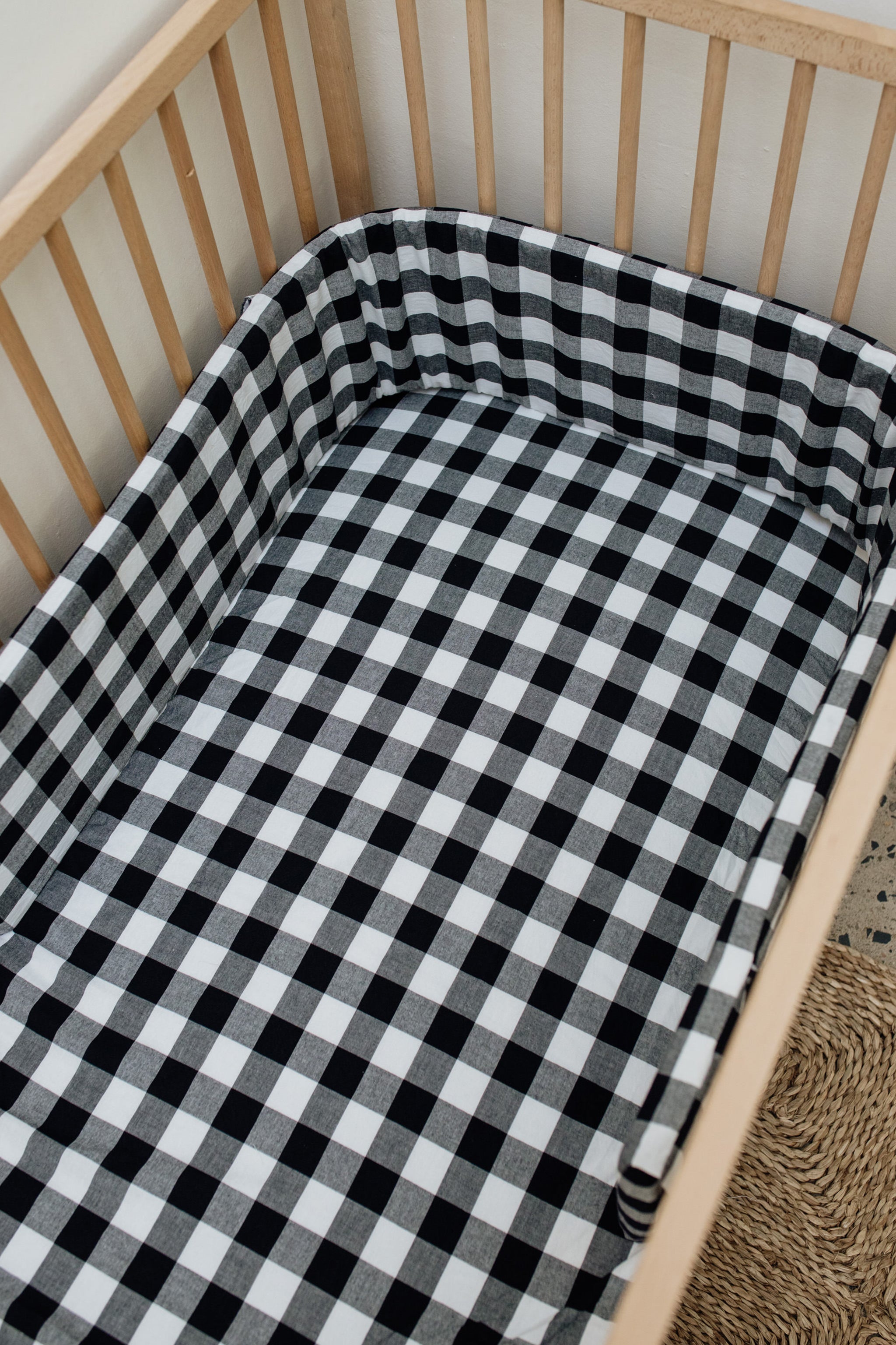 Black & White Gingham Cot Bumper Cover