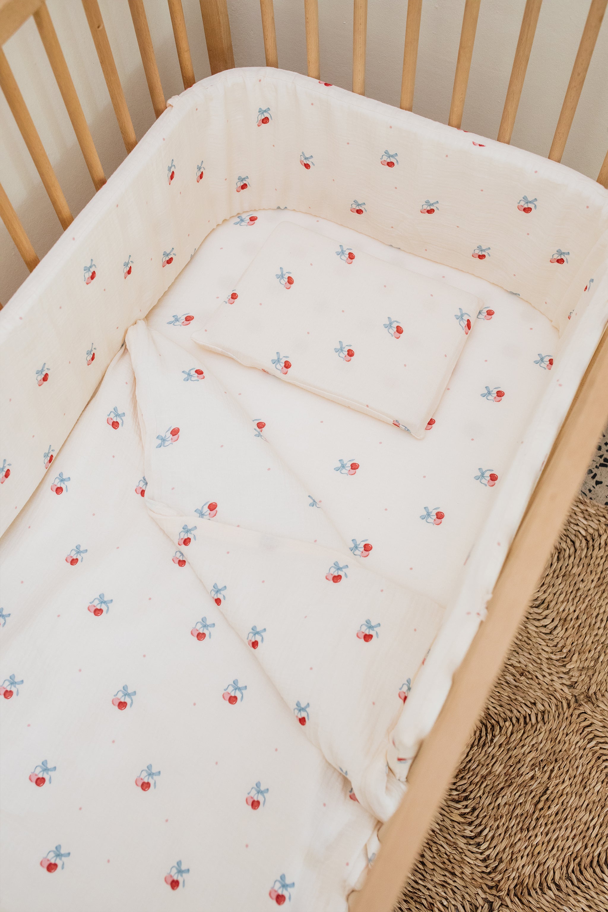 Cherry Muslin Cot Duvet