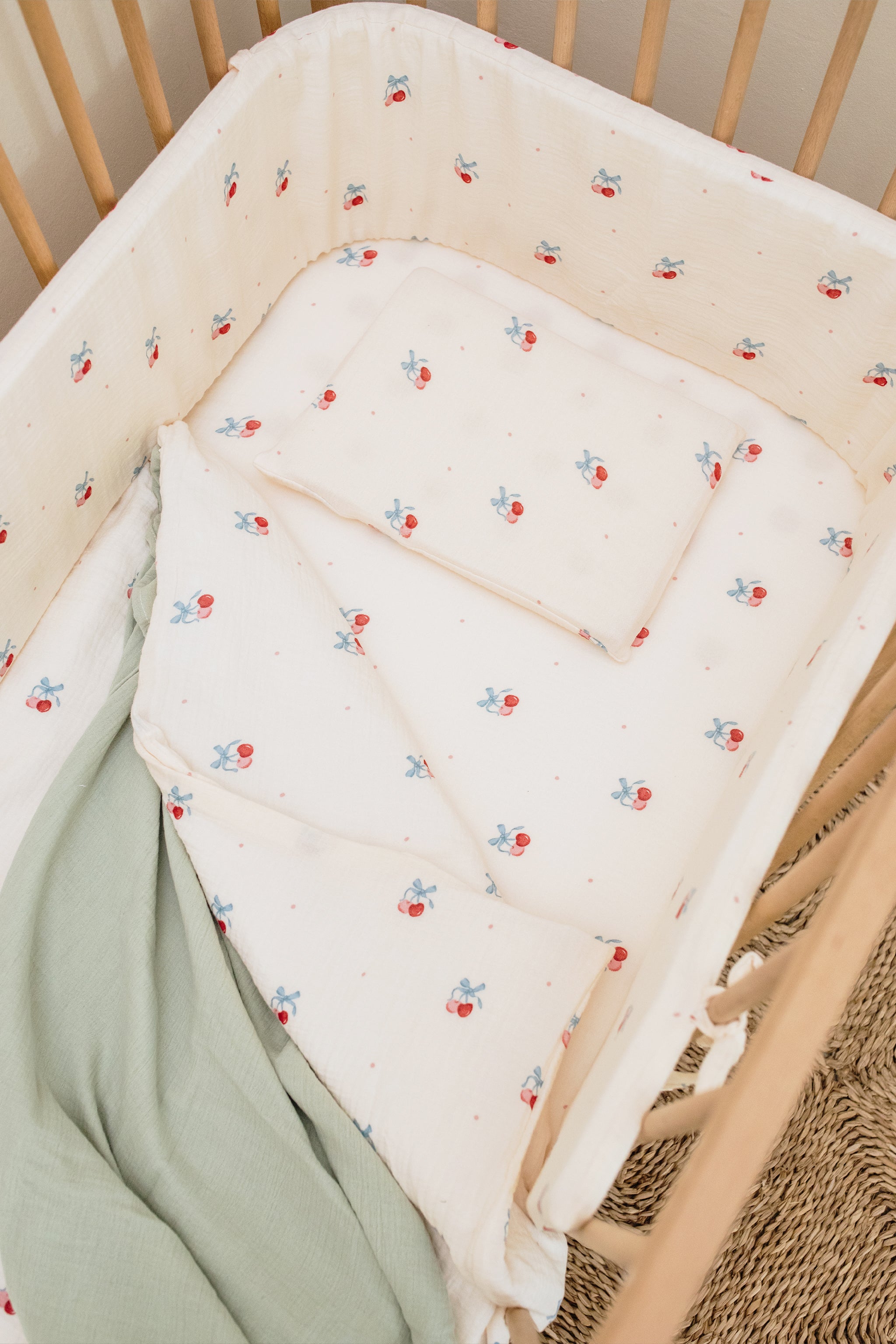 Cherry Muslin Cot Duvet