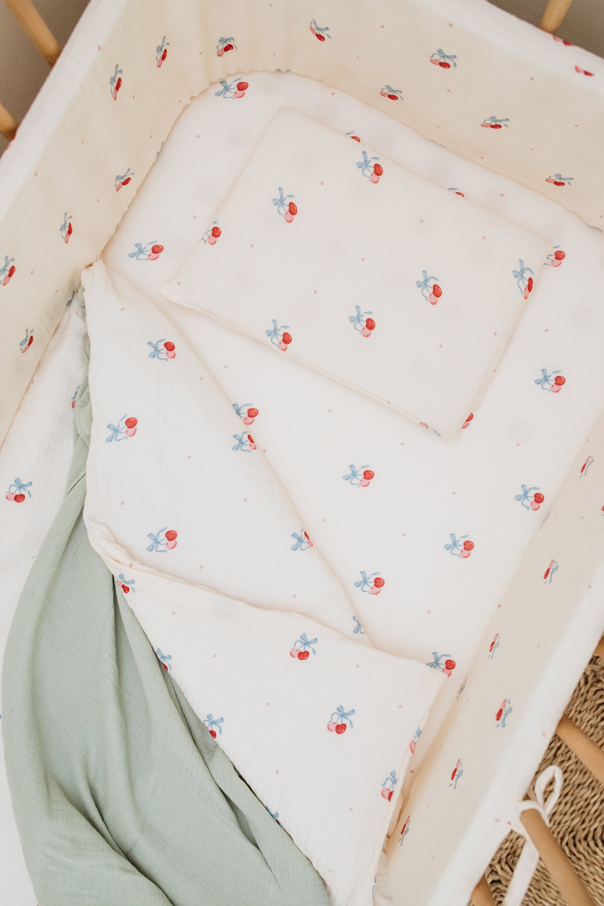 Cherry Muslin Cot Duvet
