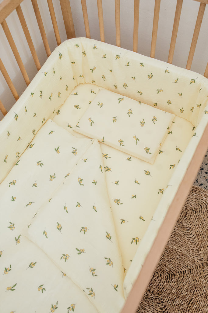 Lemon Muslin Cot Duvet