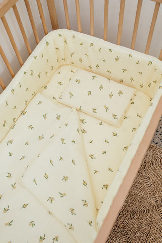 Lemon Muslin Cot Duvet