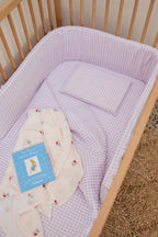 Lilac Gingham Washed Cotton Cot Duvet