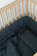 Navy Grid Washed Cotton Cot Duvet