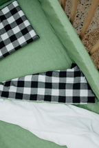 Washed Fern Checked Cotton Cot Duvet