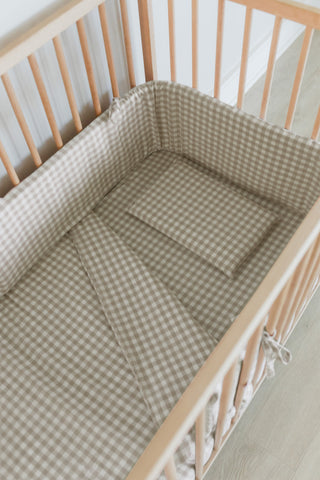 Natural Gingham Washed Cotton Cot Duvet