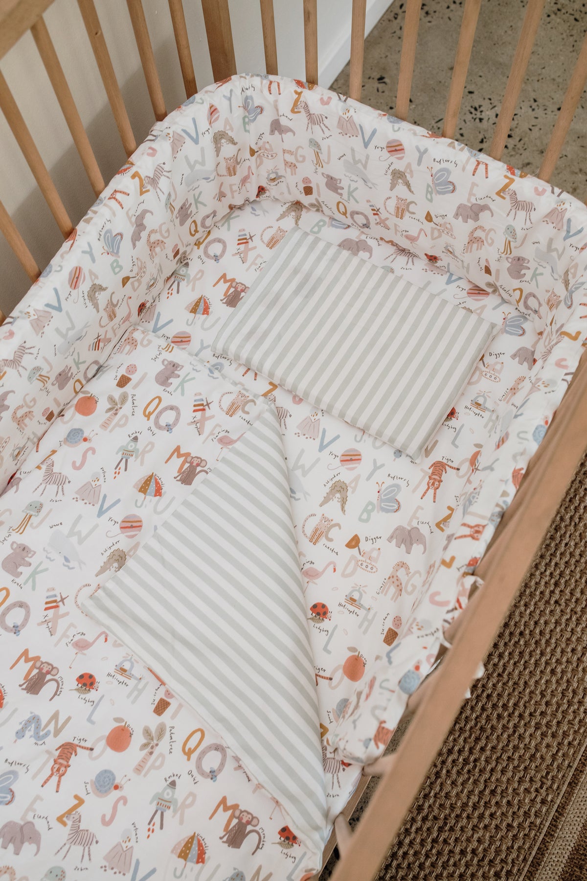 Alphabet 100% Cotton Cot Fitted Sheet