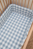 Big Blue Washed Cotton Cot Fitted Sheet